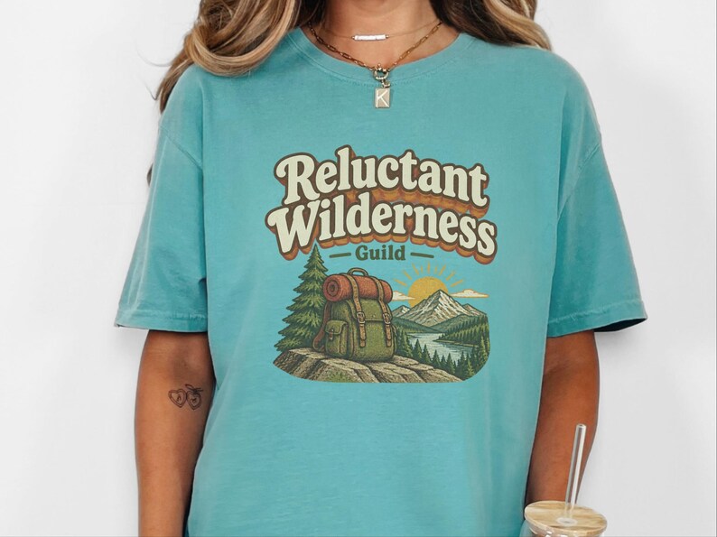 Funny Hiking Shirt, Camping Lover Gift, Reluctant Wilderness Guild Tee, Outdoorsy Nature Shirt, Retro Hiker Apparel, Funny Hiking Quote Gift image 10