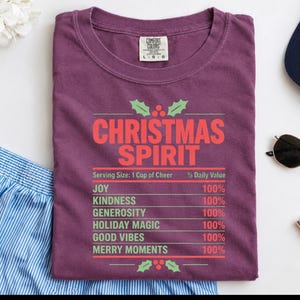 Christmas Spirit Shirt, Nutrition Facts Holiday Tee, Family Matching Christmas Party Shirt, Christmas Spirit Label Sweatshirt imagen 7