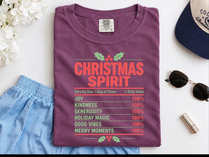 Christmas Spirit Shirt, Nutrition Facts Holiday Tee, Family Matching Christmas Party Shirt, Christmas Spirit Label Sweatshirt imagen 7
