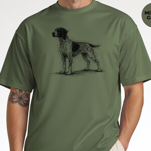 Tysk korthårig pekare, GSP skisskonst-T-shirt | Jaktkläder för K9, Fågelhundfan, Tysk pekare-T-shirt, GSP-T-shirt, Gåva för pekareälskare bild 2