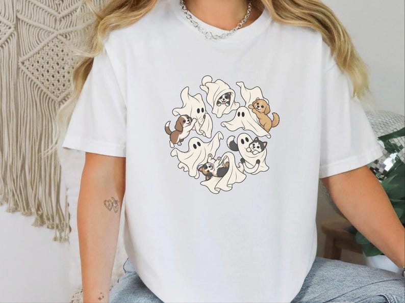 Ghost Dog Shirt, Halloween Dog Gift, Dog Mom Fall Tee, Puppy Halloween Costume, Spooky Season Shirt image 10