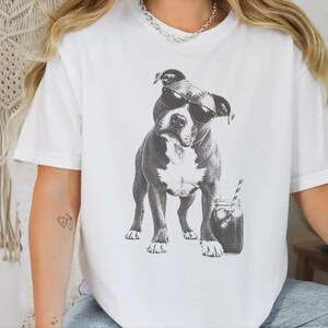 Funny Pitbull Shirt, Iced Coffee Dog Lover Gift, Pittie Mom Tee, Bully Breed Graphic Shirt, Vintage Dog Tee
