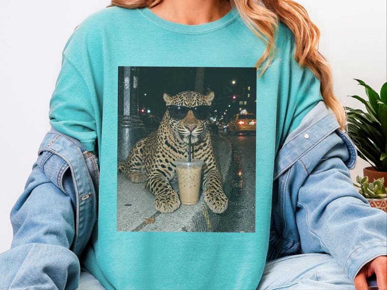 Leopardkaffe, kaffeälskare, rolig djurtröja, vildkatt bild 1