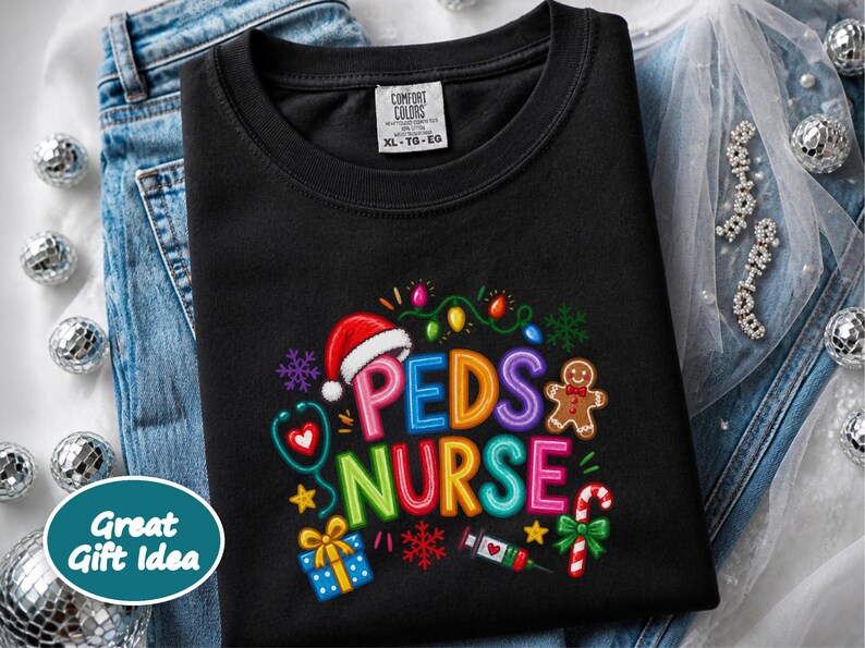 Peds Nurse Christmas Shirt, Pediatric Nurse Holiday Gift, Peds Nurse Tee, Christmas Nurse Top, Pediatric RN Shirt image 7