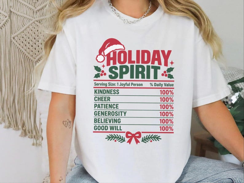 Christmas Nutrition Label Shirt, Family Holiday Party Tee, Holiday Spirit Matching Top, Funny Christmas Gift image 5