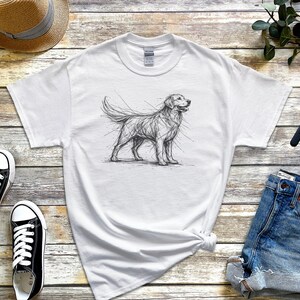 Golden Retriever Shirt | Sketch Canine Tee | Dog Lover Apparel | Puppy Art Print image 6
