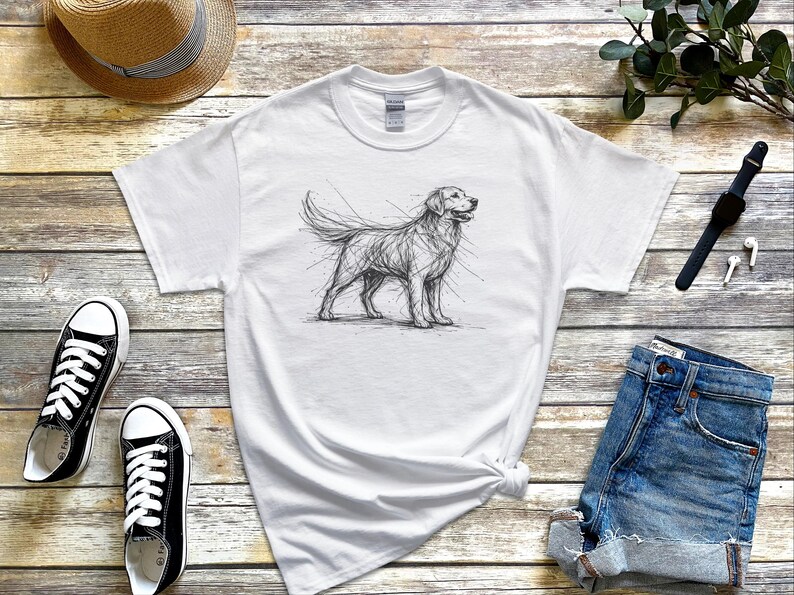 Golden Retriever Shirt | Sketch Canine Tee | Dog Lover Apparel | Puppy Art Print image 6