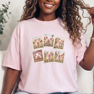 Cute Pig Shirt, Farm Animal Gift, Vintage Postal Stamp Tee, Pig Lover Shirt, Country Life Top image 2