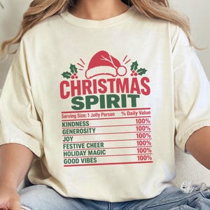 Christmas Spirit Nutrition Label Shirt, Family Christmas Tee, Matching Holiday Party Shirt, Funny Christmas Gift, Holiday Spirit Top image 4