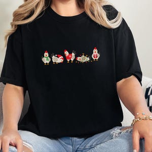 Christmas Chicken Shirt, Funny Holiday Chicken Gift, Cute Farm Christmas Tee, Festive Chicken Lover Shirt, Winter Farm Animal Top image 7
