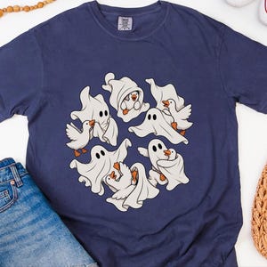 ゴーストグースシャツ、おもしろグースTシャツ、おもしろゴーストハロウィンTシャツ、不気味な季節のギフト、農場動物好きのためのトップス 画像 6