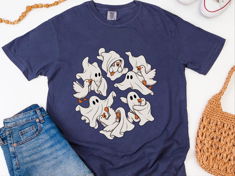 ゴーストグースシャツ、おもしろグースTシャツ、おもしろゴーストハロウィンTシャツ、不気味な季節のギフト、農場動物好きのためのトップス 画像 6