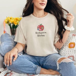 Funny Feminist Bookworm Shirt, Bookworm Bitches Reading Humor Digital Print PNG, Faux Embroidery Design, Booktok Reader Gift image 2