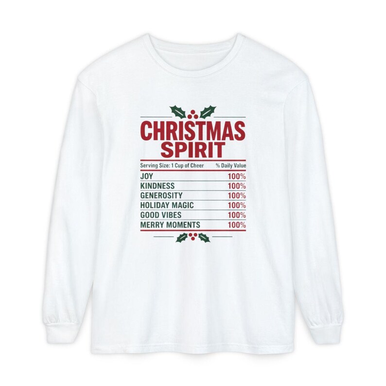 Christmas Spirit Shirt, Nutrition Facts Holiday Tee, Family Matching Christmas Party Shirt, Christmas Spirit Label Sweatshirt imagen 14