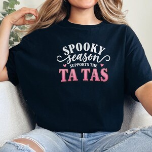 Koszulka na Halloween z okazji raka piersi, różowy prezent wsparcia na październik, upiorny top sezonowy, koszulka dla osoby, która przeżyła raka zdjęcie 4