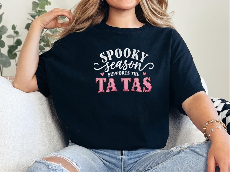 Koszulka na Halloween z okazji raka piersi, różowy prezent wsparcia na październik, upiorny top sezonowy, koszulka dla osoby, która przeżyła raka zdjęcie 4