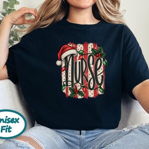 Christmas Nurse Shirt, Christmas Healthcare Shirt, Festive Nurse Tee, Nurse Christmas Gift, Santa Nurse Shirt image 9