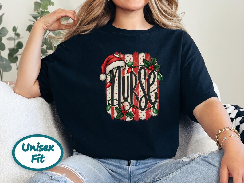 Christmas Nurse Shirt, Christmas Healthcare Shirt, Festive Nurse Tee, Nurse Christmas Gift, Santa Nurse Shirt image 9