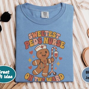 Christmas Pediatrics Nurse Shirt, Festive Nurse Gift, Sweetest Peds Nurse On The Ward, Holiday Medical Crewneck, Pediatric RN Sweater image 8