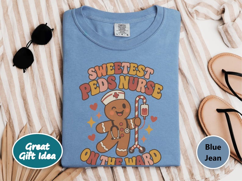 Christmas Pediatrics Nurse Shirt, Festive Nurse Gift, Sweetest Peds Nurse On The Ward, Holiday Medical Crewneck, Pediatric RN Sweater image 8