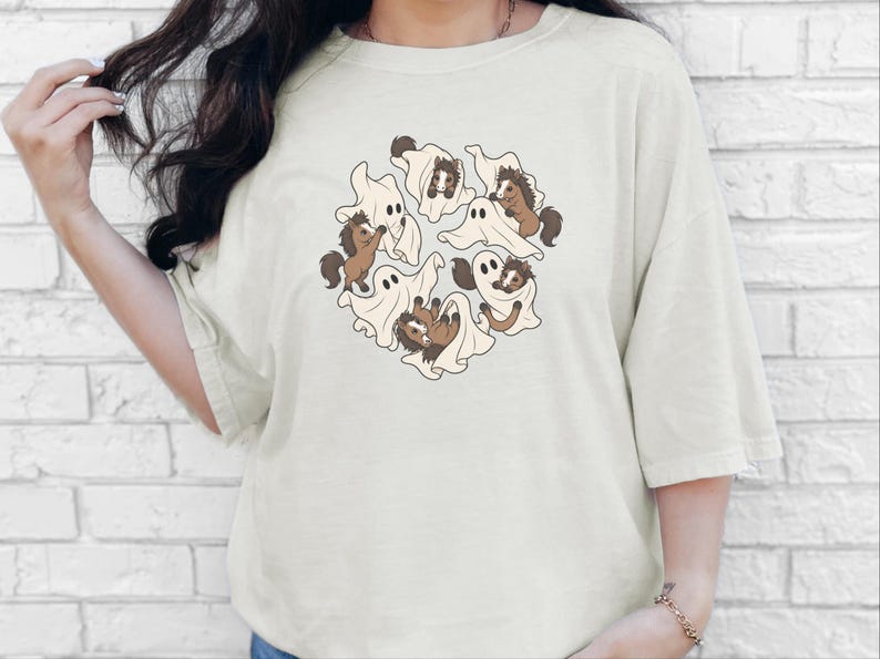 Horse Girl Shirt, Cute Ghost Halloween Gift, Spooky Pony Lover Tee, Equestrian Fall Sweatshirt, Horse Rider Costume image 9