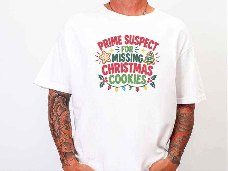 Prime Suspect Missing Christmas Cookies Shirt, Funny Holiday Baking Tee, Secret Santa Gift, Christmas Humor Top image 1