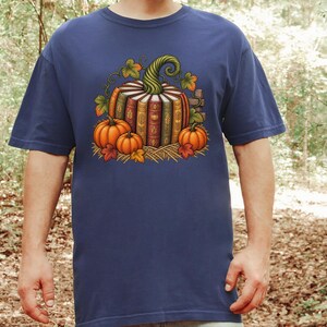 Fall Bookish Shirt, Fall Book Lover Gift, Vintage Autumn Book Pumpkin Tee, Cozy Reading Sweatshirt, Librarian Gift image 5