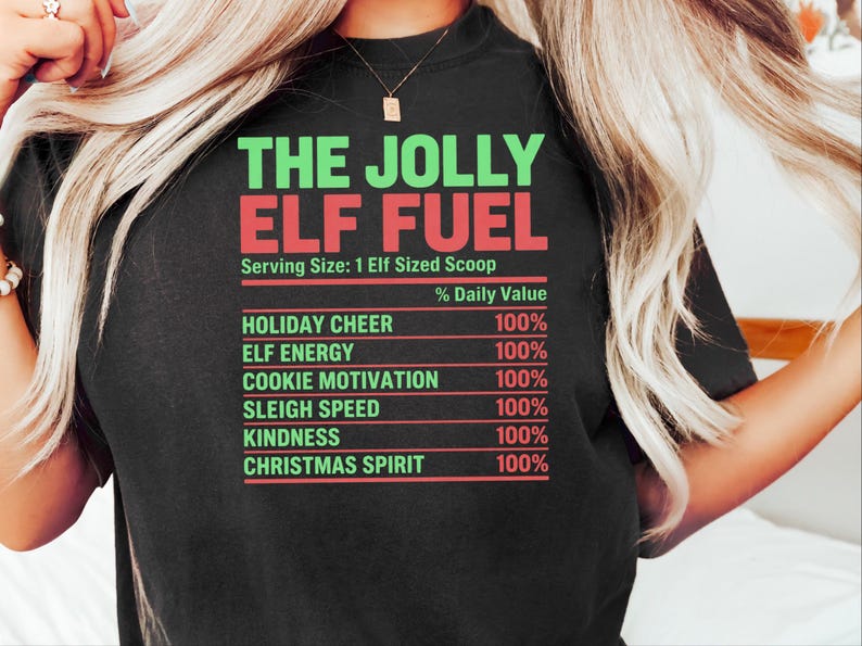 Camiseta de elfo navideño, camiseta navideña divertida para la familia, camiseta a juego para fiestas navideñas, camiseta Jolly Elf Fuel imagen 4