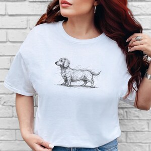 Camiseta con dibujo de perro salchicha / Camiseta de perro salchicha, regalo para amantes de los perros salchicha, ropa para perros salchicha imagen 4