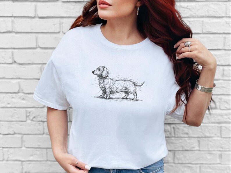 Camiseta con dibujo de perro salchicha / Camiseta de perro salchicha, regalo para amantes de los perros salchicha, ropa para perros salchicha imagen 4