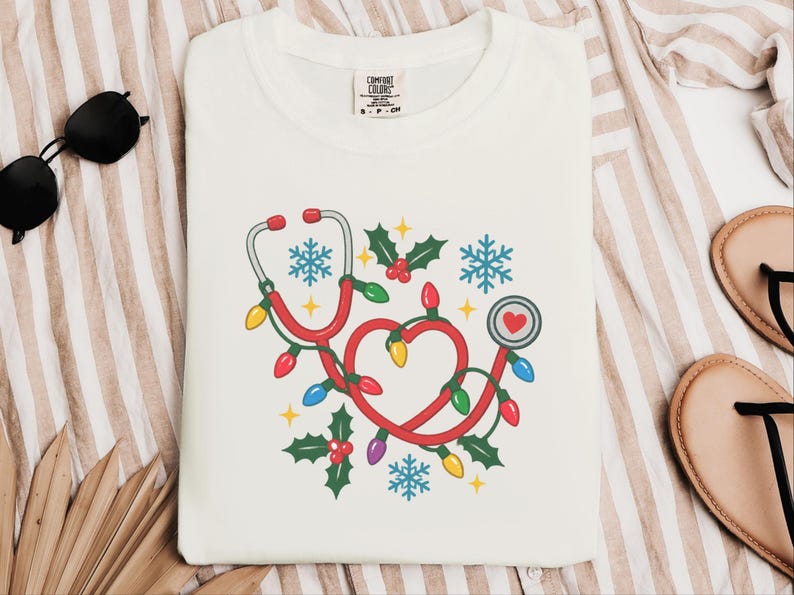 Nurse Christmas Sweatshirt, Holiday Nurse Shirt, Festive Medical Worker Crewneck, Christmas Lights Nurse image 10