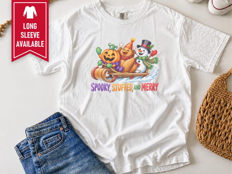 Hallothanksmas Shirt, Funny Holiday Mashup Sweatshirt, Spooky Stuffed And Merry Tee, Holiday Gift image 10