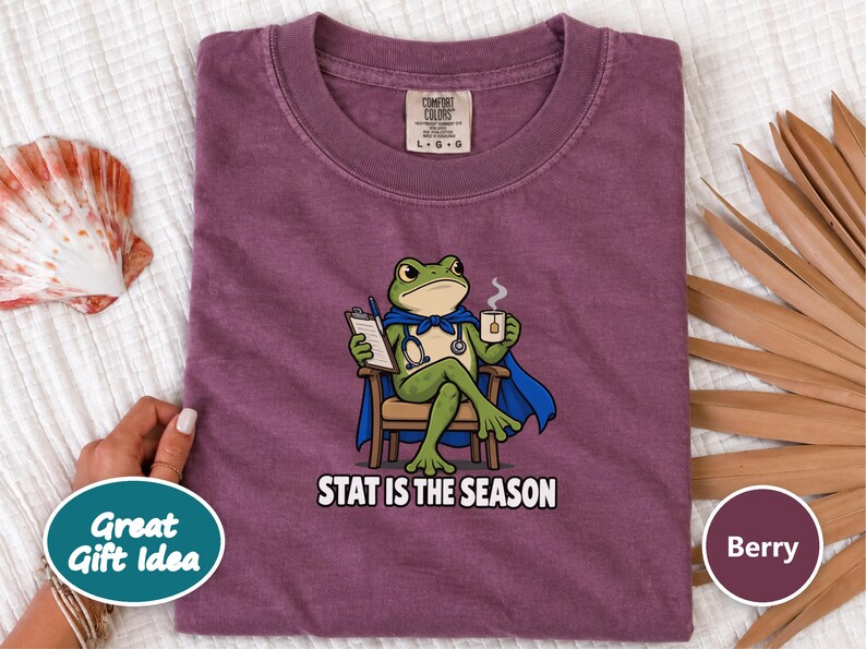 Funny Doctor Shirt, Stat Is The Season, Doctor Gift, Nurse Shirt, Frog Meme Tee, Medical Humor Shirt, ER Nurse Gift image 4