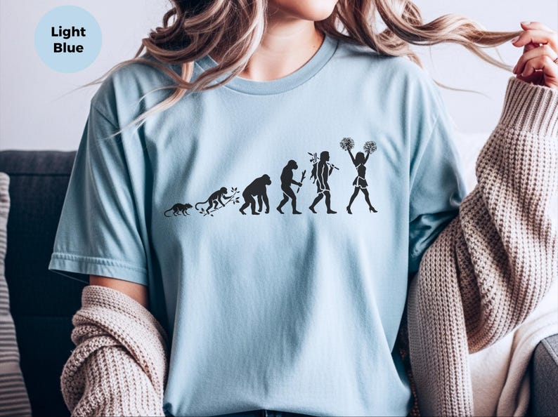 Evolution Of A Cheerleader T-Shirt, Funny Science Cheerleading Spirit Wear, Gameday School Team, Unisex Activewear, Evolution Shirt image 3