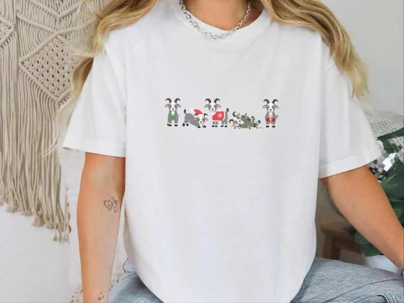 Christmas Goat Shirt, Christmas Goat Gift, Farm Animal Christmas Tee, Goat Lover Shirt, Christmas Farm Shirt image 5
