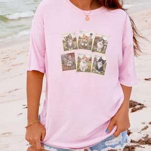 Camiseta vintage de gato, camiseta con sello postal, regalo para amantes de los gatitos de granja, camiseta para amantes de los animales, regalo retro para amantes de los gatos de campo imagen 7