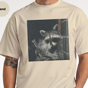 420 T Shirt, Raccoon Hitting A Bong, Funny Stoner Graphic Tee, Marijuana Humor Shirt, Trash Panda Weed Lover, Adult Smoker Apparel image 2