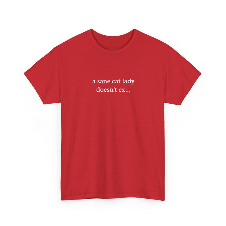 A Sane Cat Lady Doesn and #39;t Exist Funny Graphic Tee and Foodie Shirt, Humorous Cat Mom Gift, Sarcastic Snack Lover Meme T-shirt for image 1
