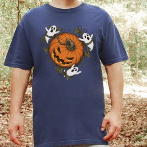 Camiseta de temporada espeluznante, camiseta de calabaza, calabaza de Halloween, camiseta de fantasma, camiseta para fiesta de Halloween, regalo de Halloween imagen 1