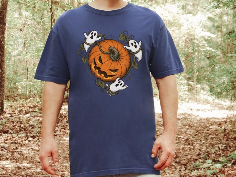 Camiseta de temporada espeluznante, camiseta de calabaza, calabaza de Halloween, camiseta de fantasma, camiseta para fiesta de Halloween, regalo de Halloween imagen 1