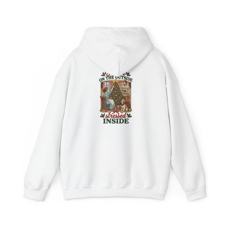 Festive On The Outside Stressed Inside Shirt, Funny Christmas Sweater, Sarcastic Holiday Gift, Retro Xmas Tee, Dog Lover Sweatshirt image 12