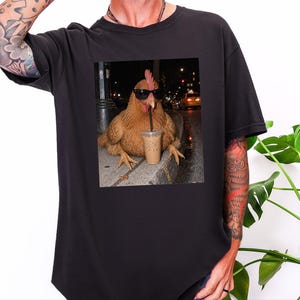 Funny Chicken Shirt, Iced Coffee Shirt, Chicken Lover Gift, Crazy Chicken Lady Tee, Backyard Farmer Gift image 8