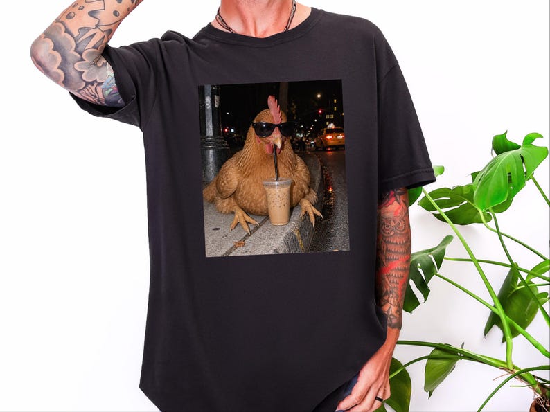 Funny Chicken Shirt, Iced Coffee Shirt, Chicken Lover Gift, Crazy Chicken Lady Tee, Backyard Farmer Gift image 8