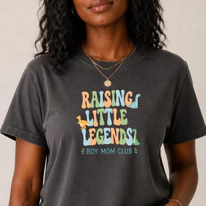 Comfort Colors Boy Mom Sweatshirt, Raising Little Legends Boy Mom Club Tee, Prehistoric Brontosaurus Dinosaur Lover Clothing, Boy Mama Gifts image 6