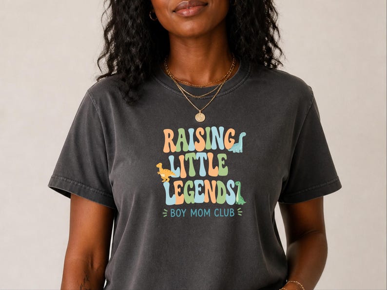 Comfort Colors Boy Mom Sweatshirt, Raising Little Legends Boy Mom Club Tee, Prehistoric Brontosaurus Dinosaur Lover Clothing, Boy Mama Gifts image 6