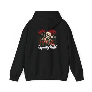 Funny Christmas Sweatshirt, Skeleton Santa Shirt, Sarcastic Holiday Gift, Silent Night Desperately Needed, Tired Mom Shirt, Creepmas Tee imagen 11