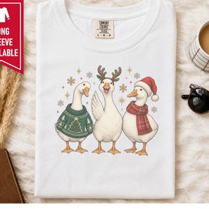 Christmas Goose Shirt, Festive Goose Sweatshirt, Funny Goose Gift, Holiday Bird Tee, Winter Animal Shirt, Ugly Christmas Sweater Style image 9