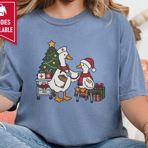 Pediatric Nurse Shirt, Christmas Nurse Gift, Nurse Goose Shirt, Pediatric Nurse Tee, Christmas Goose Shirt, Holiday Healthcare Shirt image 6