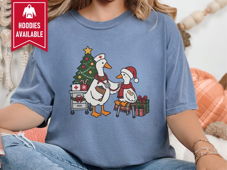 Pediatric Nurse Shirt, Christmas Nurse Gift, Nurse Goose Shirt, Pediatric Nurse Tee, Christmas Goose Shirt, Holiday Healthcare Shirt image 6