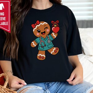 Christmas Nurse Shirt, Gingerbread Nurse Gift, Festive Nurse Sweatshirt, Holiday Medical Tee zdjęcie 6